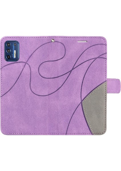 Motorola Moto G9 Artı Iki Renkli Dikiş Pu Deri Flip Folio Için Kılıf (Yurt Dışından) fiyatları