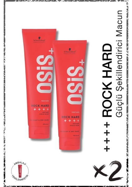 Schwarzkopf Osis Rock Hard Ultra Güçlü Şekillendirici Macun 150ML x 2 Adet | Kalıcı Tutuş Krem Parlaklık Jeli