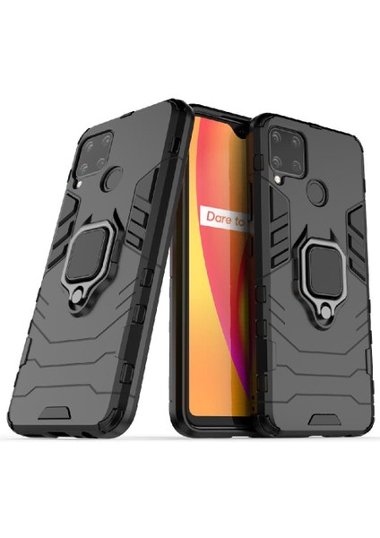 Realme C15 Darbeye Kapak Için Kılıf Kickstand Askeri Damla Koruma (Yurt Dışından)