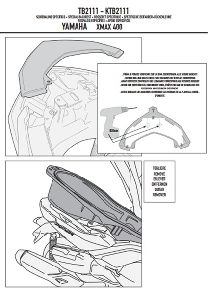 TB2111 Yamaha X-Max 125-250-400 (13-17) Sissy Bar modelleri