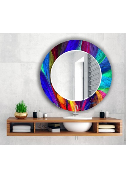 Soyut Desenli Temperli Cam Duvar Aynası