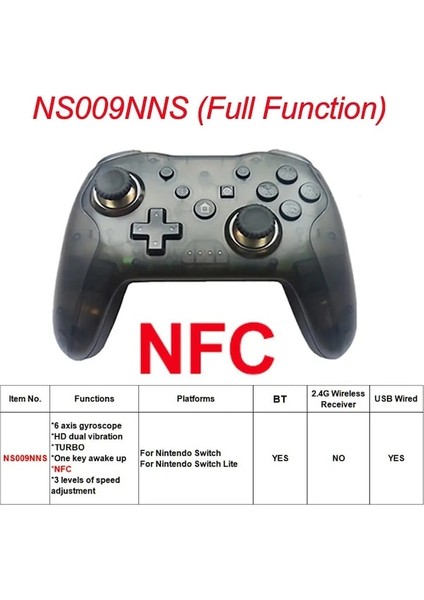 NS009NNS Kutusu-Kablosuz Denetleyici Bt Nintendo Anahtarı Pro Pc Ps3 Tv Kutusu Joystick Gamepad Nfc Profesyonel Gecikmesiz Gamepad (Yurt Dışından)