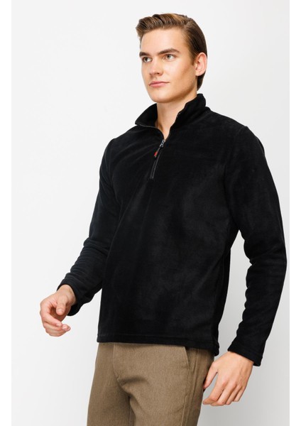 Erkek Siyah Yarım Fermuar Polar fırsatları