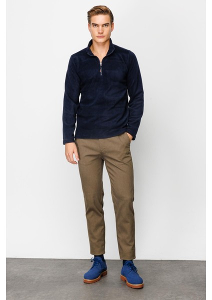 Erkek Lacivert Yarım Fermuar Polar indirimleri