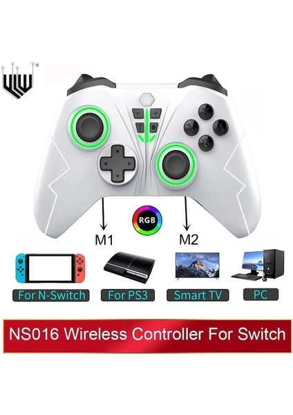 Beyaz Kablosuz Denetleyici Bluetooth Gamepad Programlanabilir Turbo Fonksiyonlu Nintendo Anahtarı Ps3 Konsolu Android Tv Pc Joystick (Yurt Dışından)