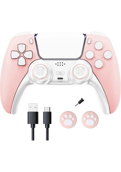 Pembe-Kablosuz Kumanda Uyumlu Ps4/ps3/swıtch/android/ıos, 1000 Mah Pilli Gamepad Turbo Programlama Düğmesi Salonu Tetikleyici (Yurt Dışından)