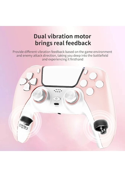 Pembe-Kablosuz Kumanda Uyumlu Ps4/ps3/swıtch/android/ıos, 1000 Mah Pilli Gamepad Turbo Programlama Düğmesi Salonu Tetikleyici (Yurt Dışından)