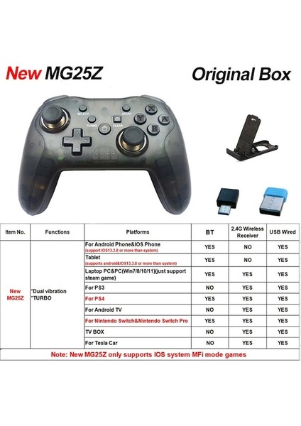 MG25Z-2-NS009S Kablosuz Denetleyici Bt Nintendo Anahtarı Pro Pc Ps3 Tv Kutusu Joystick Çift Titreşim Nfc Profesyonel Gecikmesiz Gamepad (Yurt Dışından)