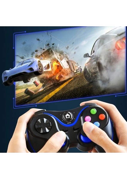 Siyah Mavi-V8 Kablosuz Bluetooth Uyumlu Gamepad Denetleyici Joystick Ps3 Pc Cep Telefonu Için Destek Braketi Ile Pubg 2.4 Ghz (Yurt Dışından)