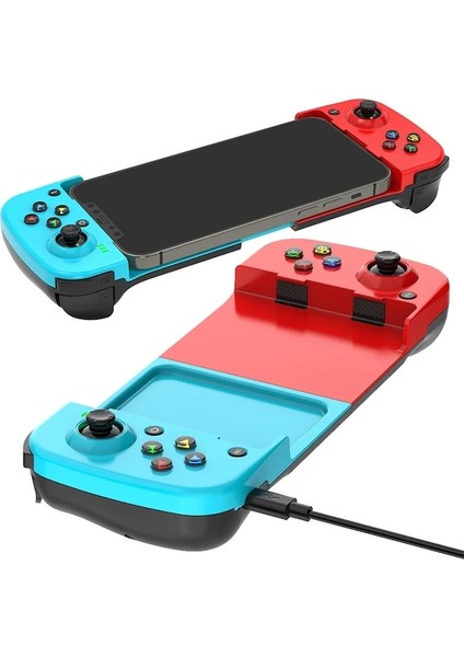 Mavi-Kablosuz Bluetooth Oyun Denetleyicisi Teleskopik Gamepad Joystick Samsung Xiaomi Huawei Android Iphone Uyumlu ile Şarj Kablosu (Yurt Dışından)