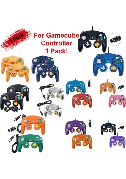 Siyah 1pcs-Kablolu Gamepad Ngc Gc Oyunu Gamecube Denetleyicisi Wii ve Wiiu Gamecube Joystick Joypad Oyun Aksesuarı Gamepad (Yurt Dışından)