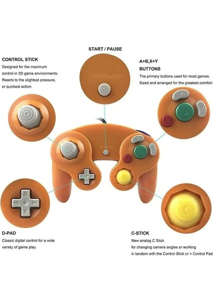 Siyah 1pcs-Kablolu Gamepad Ngc Gc Oyunu Gamecube Denetleyicisi Wii ve Wiiu Gamecube Joystick Joypad Oyun Aksesuarı Gamepad (Yurt Dışından)