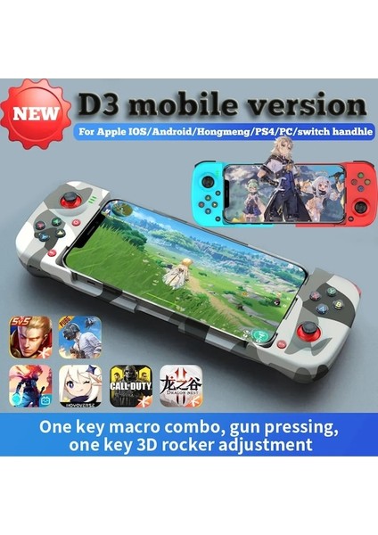 Turuncu-Tip-C Oyun Konsolu Teleskopik Cep Telefonu D3 Gamepad Bluetooth5.0 Kablosuz Oyun Denetleyicisi Pubg Android Ios Nss Cadı Ps4 (Yurt Dışından)