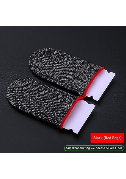 Oyun Başparmak Eldivenleri Için Kırmızı Parmak Kollu Ter Geçirmez 24 Pin Süper Iletken Gümüş Elyaf Nefes Alabilir Ultra Hassas Dokunmatik (Yurt Dışından)