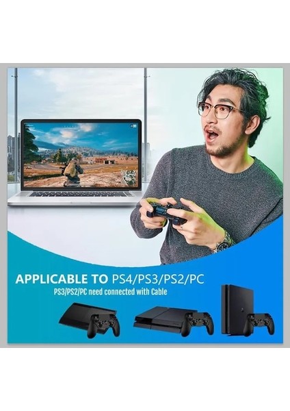 Siyah Mavi-Cep Telefonu ve Bilgisayar Oyun Tahtası Ps4 Denetleyici Joystick Bluetooth Kablosuz Kolu Titreşim Çift Titreşim (Yurt Dışından)