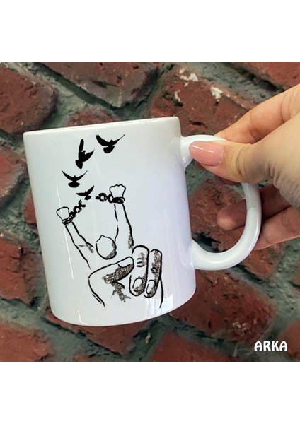 Size Özel Ey Özgürlük Seramik Baskılı Kupa Bardaklar