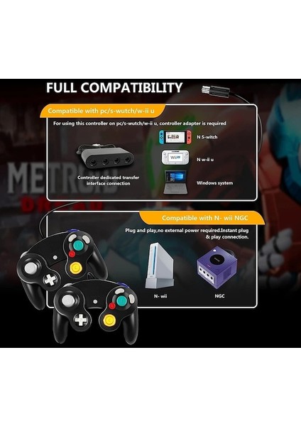 Siyah-Gamecube Denetleyici Kablolu Uzaktan Gamepad Klasik Ngc Kontrol Wii Joystick Retro Oyun Pedi Aksesuarları Video Oyun Konsolu Joypad (Yurt Dışından)