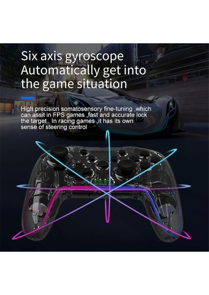 Kristal Yeşil-Bluetooth Kablosuz Şeffaf Denetleyici Nintendo Anahtarı Pc Ps3 Joystick Hd Çift Titreşim Turbo 6 Eksen Jiroskop Gamepad (Yurt Dışından)