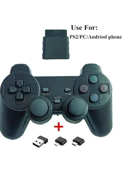 Clear-2.4g Kablosuz Denetleyici Ps2 Gamepad Için Ps2 Kablosuz Oyun Kolu Için Ps2 Pc Android Telefon Oyun Denetleyicisi (Yurt Dışından)