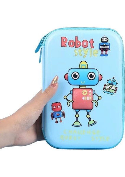 Xcj Büyük Kapasiteli Ilkokul Öğrencisi Kalem Kutusu Yeni Mavi Tabanlı Robot (Yurt Dışından)
