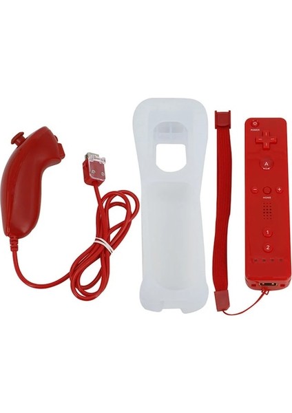Siyah-Kablosuz Gamepad Uzaktan Kumanda + Nunchuck 2 In 1 Nintendo Wii Denetleyici Joystick Silikon Kılıf (Yurt Dışından)