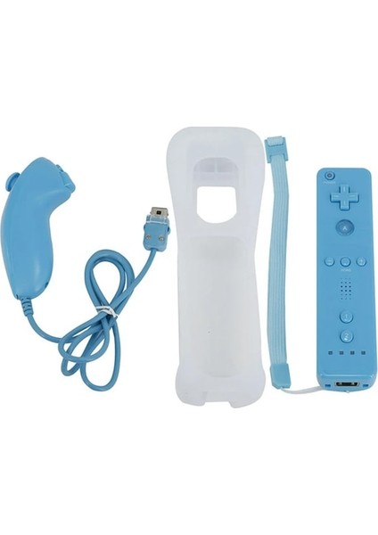 Siyah-Kablosuz Gamepad Uzaktan Kumanda + Nunchuck 2 In 1 Nintendo Wii Denetleyici Joystick Silikon Kılıf (Yurt Dışından)