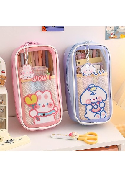 Heamor Kawaii Kalem Kutusu Şeffaf Pimli Kılıf Kolye Ucu Sevimli Estetik Ayı Tavşan Yavru Japon Karikatür Kırtasiye Düzenleyici Tutucu Çanta Malzemeleri Kahverengi Ayı - Pembe Tavşan (Yurt Dışından) fırsatları