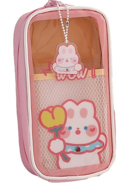 Heamor Kawaii Kalem Kutusu Şeffaf Pimli Kılıf Kolye Ucu Sevimli Estetik Ayı Tavşan Yavru Japon Karikatür Kırtasiye Düzenleyici Tutucu Çanta Malzemeleri Kahverengi Ayı - Pembe Tavşan (Yurt Dışından) indirimleri