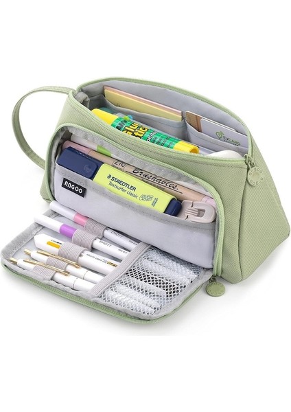 Kalem Kutusu Elde Taşınabilir Kalem Kılıfı Çok Yuvalı Kalem Çantası Genç Öğrenci Için Kırtasiye Deposu-Yeşil (Yurt Dışından)