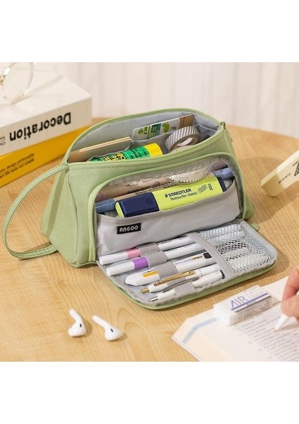 Kalem Kutusu Elde Taşınabilir Kalem Kılıfı Çok Yuvalı Kalem Çantası Genç Öğrenci Için Kırtasiye Deposu-Yeşil (Yurt Dışından) fiyatları