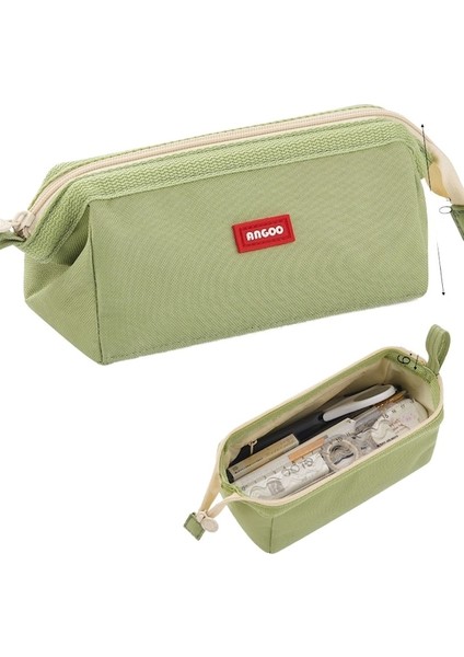 Ekstra Büyük Kapasiteli Kalem Çantası Japon ve Kore Tarzı Erkek ve Kız Ilkokul Ortaokul Öğrencileri Için Basit Tuval Kalem Çantası Kırtasiye Kutusu - Yeşil (Yurt Dışından)