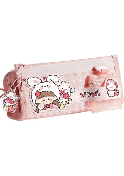 Hss Yüksek Yüzlü Büyük Kapasiteli Kalem Çantası Sevimli Kız Çok Katmanlı Basit Kalem Kutusu (Yurt Dışından)