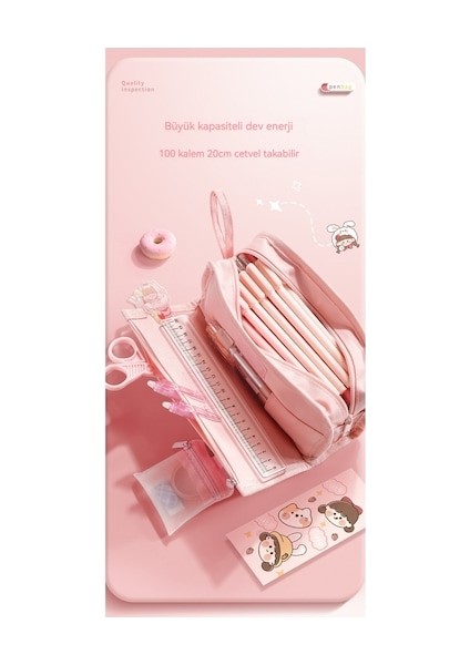 Hss Yüksek Yüzlü Büyük Kapasiteli Kalem Çantası Sevimli Kız Çok Katmanlı Basit Kalem Kutusu (Yurt Dışından) fırsatları