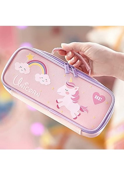 Sevimli Kalem Kutusu Kalem Kılıfı Orta Kapasiteli Taşınabilir Kalem Çantası Kızlar Çocuklar Gençler Için Bölmeli-Pembe (Yurt Dışından) fiyatları