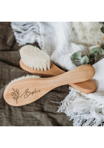 Kişiselleştirilmiş Bebek Saç Fırçaları Özel Çiçek Adı Ahşap Yenidoğan Saç Fırçası Tarak Fırça Vaftiz/doğum Günü Bebek Duş Hediyesi (Yurt Dışından)