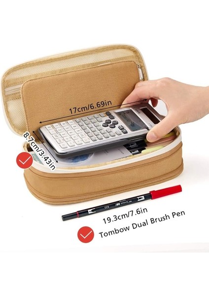 Büyük Kapasiteli Kalem Kutusu Büyük Depolama Kapasiteli Kalem Çantası Kılıfı Tutucu Çanta Organizatör-Haki (Yurt Dışından) fırsatları