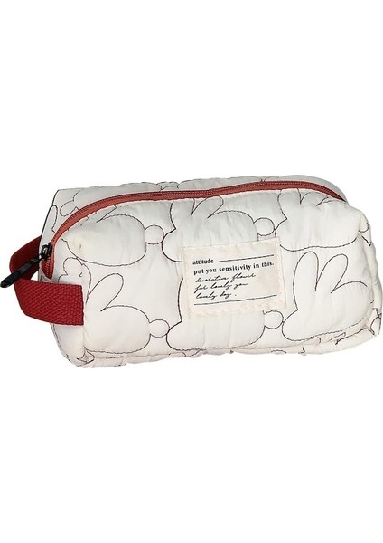 Heamor Bayanlar Kapitone Tavşan Kalem Kutusu Çanta Büyük Kapasiteli Saklama Çantası Taşınabilir Basit Rahat Kawaii Kamp, Bej Büyük, Moda - Bej Büyük (Yurt Dışından)