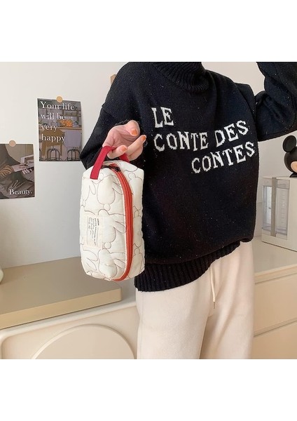 Heamor Bayanlar Kapitone Tavşan Kalem Kutusu Çanta Büyük Kapasiteli Saklama Çantası Taşınabilir Basit Rahat Kawaii Kamp, Bej Büyük, Moda - Bej Büyük (Yurt Dışından) fırsatları