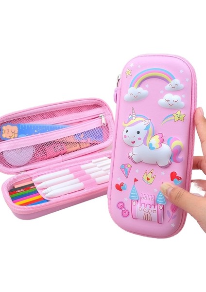 Kız 3D Karikatür Kalem Çantası Büyük Kapasiteli Ins Rüzgar Kırtasiye Çantası (Yurt Dışından)