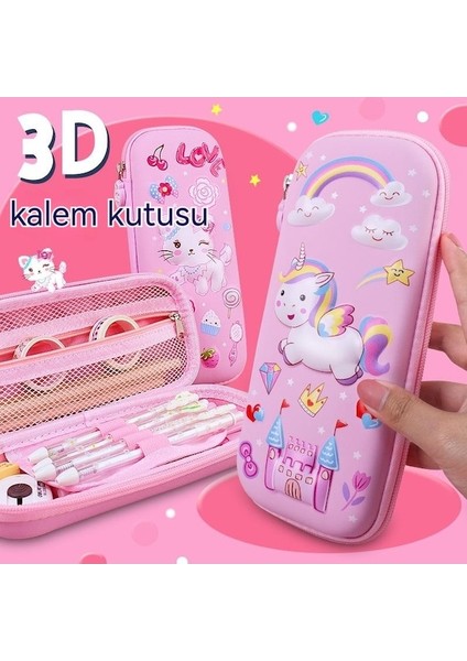 Kız 3D Karikatür Kalem Çantası Büyük Kapasiteli Ins Rüzgar Kırtasiye Çantası (Yurt Dışından) fiyatları