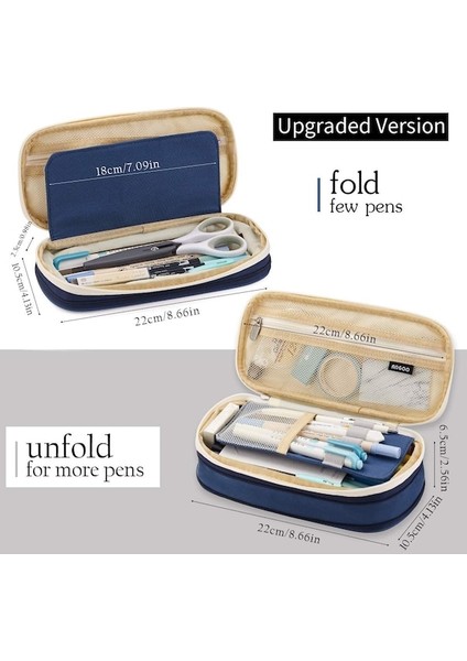 Büyük Kapasiteli Kalem Kutusu Büyük Depolama Kapasiteli Kalem Çantası Kılıfı Tutucu Çanta Organizatör-Koyu Mavi (Yurt Dışından) fiyatları