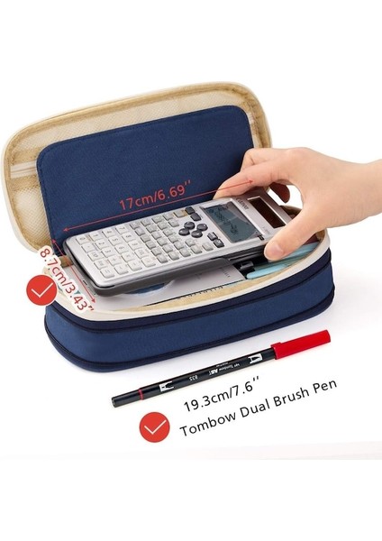 Büyük Kapasiteli Kalem Kutusu Büyük Depolama Kapasiteli Kalem Çantası Kılıfı Tutucu Çanta Organizatör-Koyu Mavi (Yurt Dışından) fırsatları