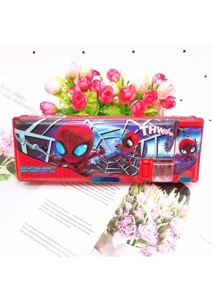 Hss Çocuklar Için Karikatür Çok Bölmeli Kalem Kutusu -Kırmızı (Yurt Dışından)