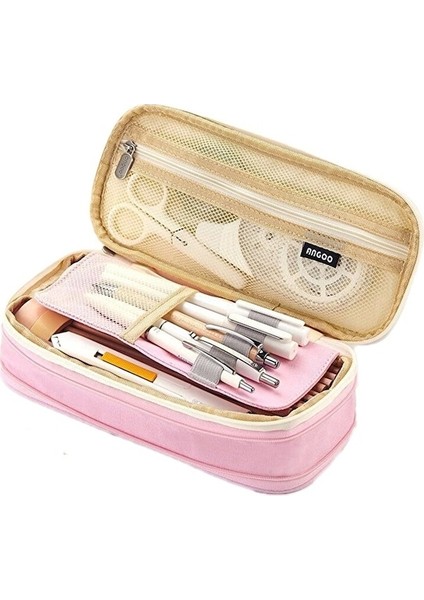 Ww Büyük Kapasiteli Öğrenci Kalem Kırtasiye Çantası-Pembe (Yurt Dışından)