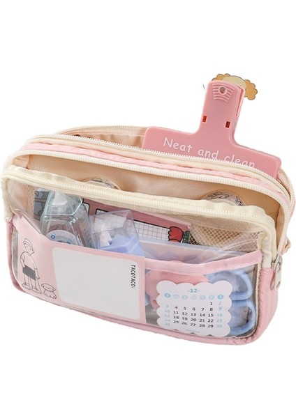 Haiyaao BD01 Şeffaf Büyük Kapasiteli Kalem Kutusu, Pembe (Yurt Dışından)