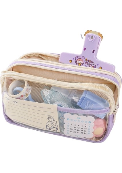 Haiyaao BD01 Şeffaf Büyük Kapasiteli Kalem Kutusu, Mor (Yurt Dışından)