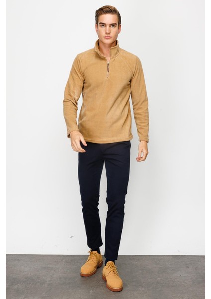 Erkek Camel Yarım Fermuar Polar modelleri