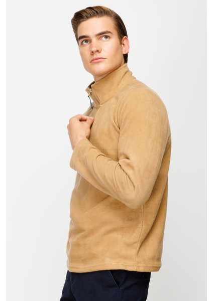 Erkek Camel Yarım Fermuar Polar fırsatları