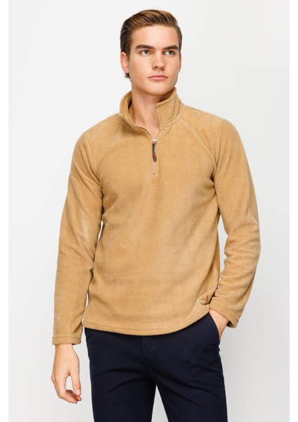 Erkek Camel Yarım Fermuar Polar indirimleri