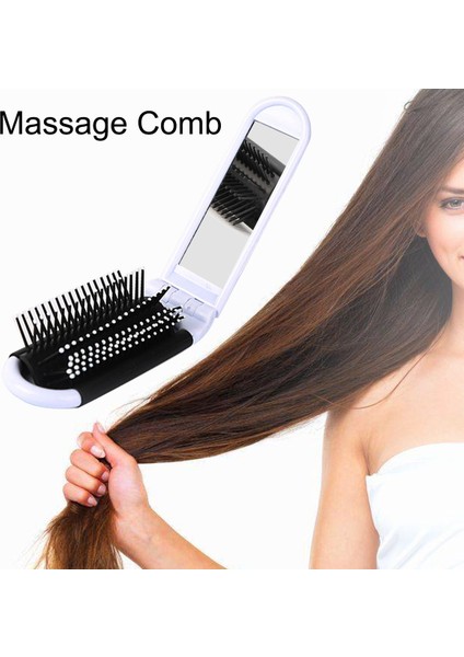 Aynalı Taşınabilir Seyahat Katlanır Saç Fırçası Kompakt Cep Boyutu Tarak-Beyaz (Yurt Dışından) fiyatları